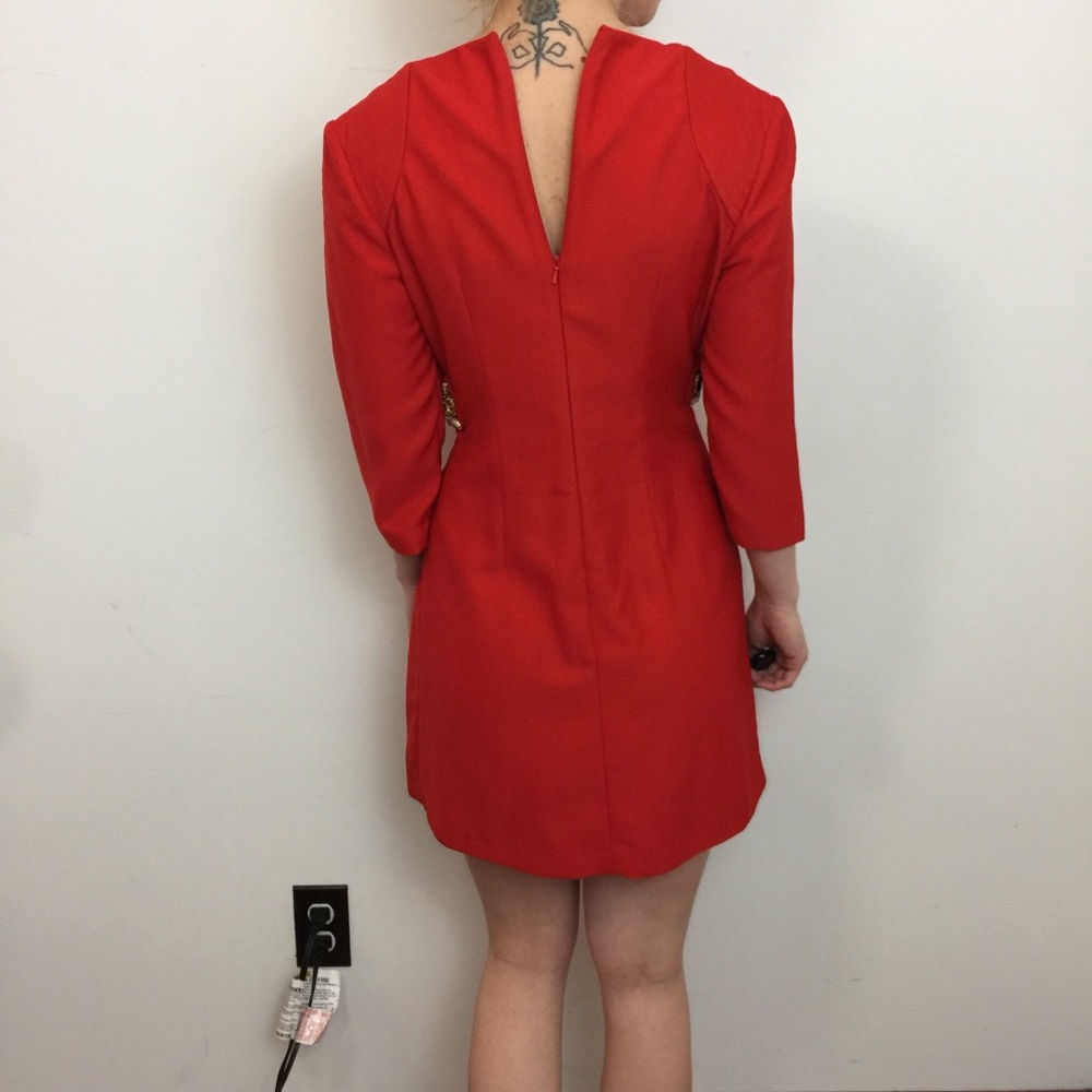 KARTA Red Party Heavy Beaded Gem Mini V-neck Dress - Picture 3 of 8